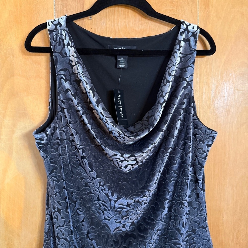White House Black Market Velvet Damask Burnout Cowl Neck Top Medium NWT - Picture 4 of 8